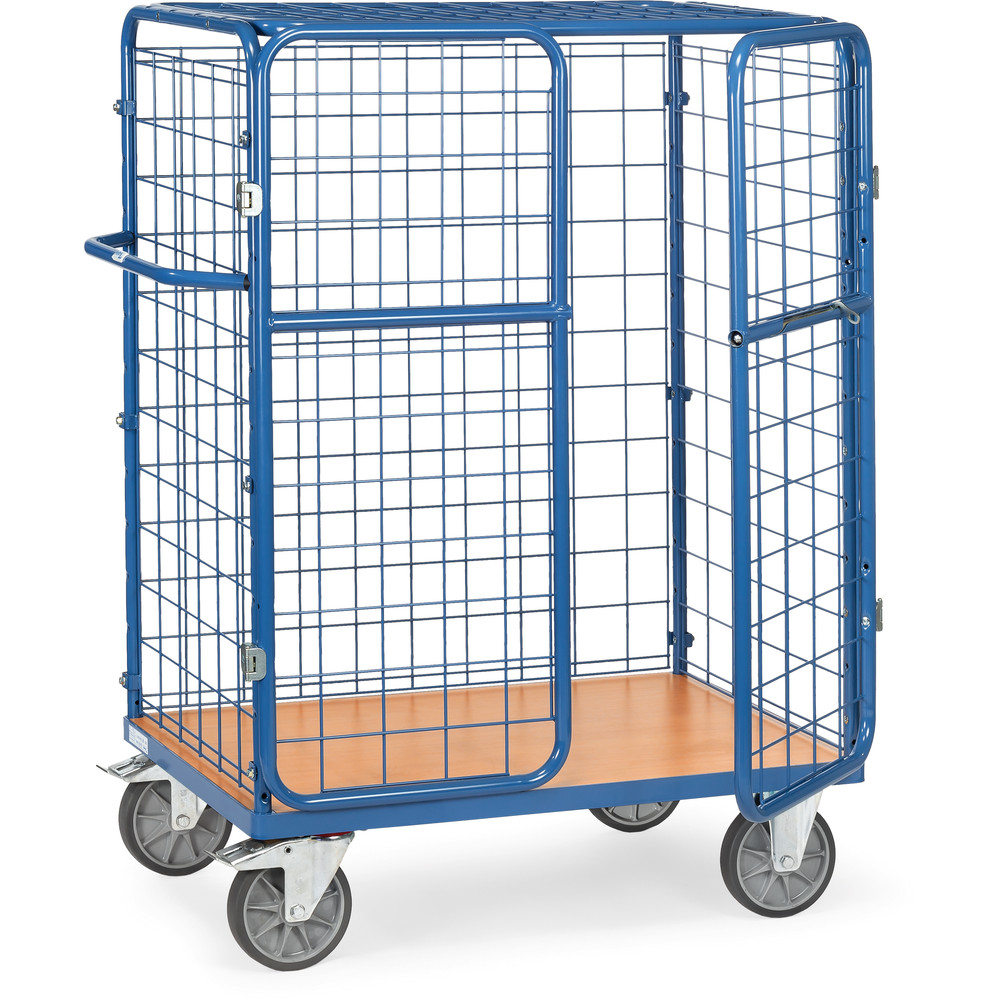 Chariots pour colis avec treillis et portes battantes et toit 8483-3D